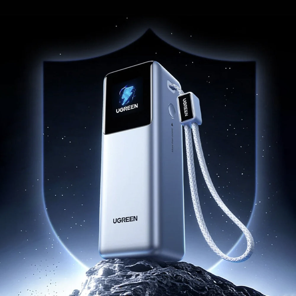 Batería Externa UGREEN PB728 (75702B), 25000mAh, 200W, QC + PD, 1 x USB-A - 3 x USB-C, Gris