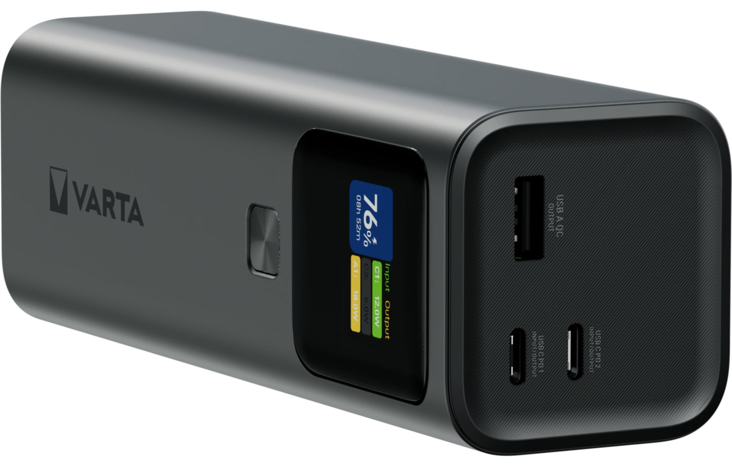 Varta High Speed External Battery, 27000mAh, 140W, QC + PD, 1 x USB-A - 2 x USB-C, Black