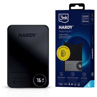 Batería Externa Inalámbrica 3MK MagSynergy Ni+, 5000mAh, 22.5W, PD + FQI, 1 x QI - 1 x USB-C, Negra