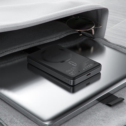 Acefast M12 Wireless External Battery, 10000mAh, 20W, PD + FQI, 1 x QI - 1 x USB-C, Black