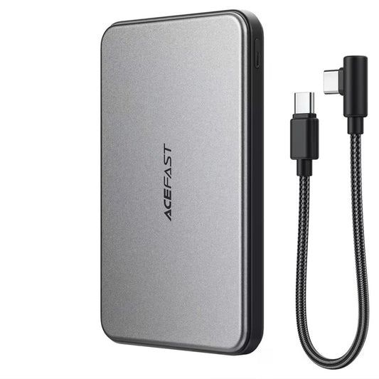 Batería Externa Inalámbrica Acefast M30, 5000mAh, 20W, PD + FQI, 1 x QI - 2 x USB-C, Negra