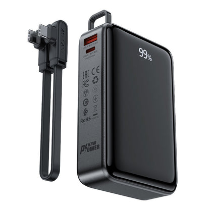 Batería Externa Acefast M4, 20000mAh, 67W, PD, 1 x USB-A - 2 x USB-C, Negra