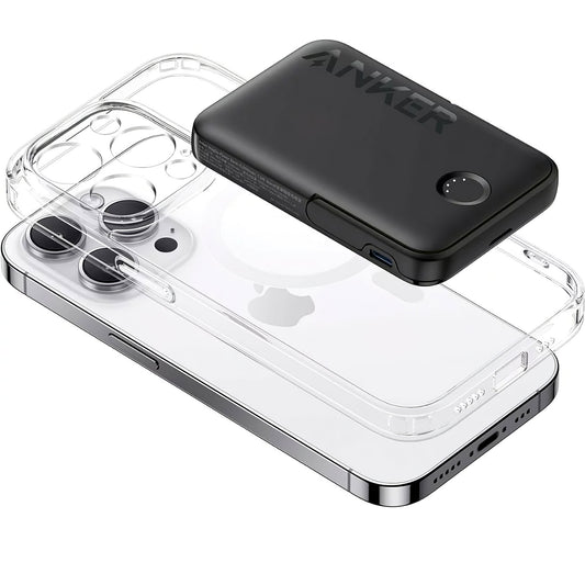 Batería externa inalámbrica Anker 322 MagGo, 5000mAh, 12W, 1 x QI - 1 x USB-C, Negro A1618G11