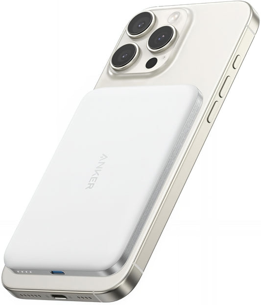 Batería Externa Inalámbrica Anker Nano, 5000mAh, 20W, PD + FQI, 1 x QI - 1 x USB-C, Blanca A1665H21