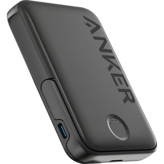 Batería externa inalámbrica Anker 322 MagGo, 5000mAh, 12W, 1 x QI - 1 x USB-C, Negro A1618G11
