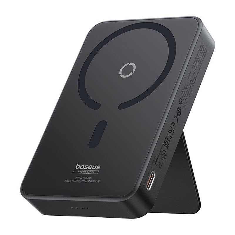 Batería Externa Inalámbrica Baseus MagPro PPCXZ05, 5000mAh, 20W, PD + FQI, 1 x QI - 1 x USB-C, Negra P10064101123-00