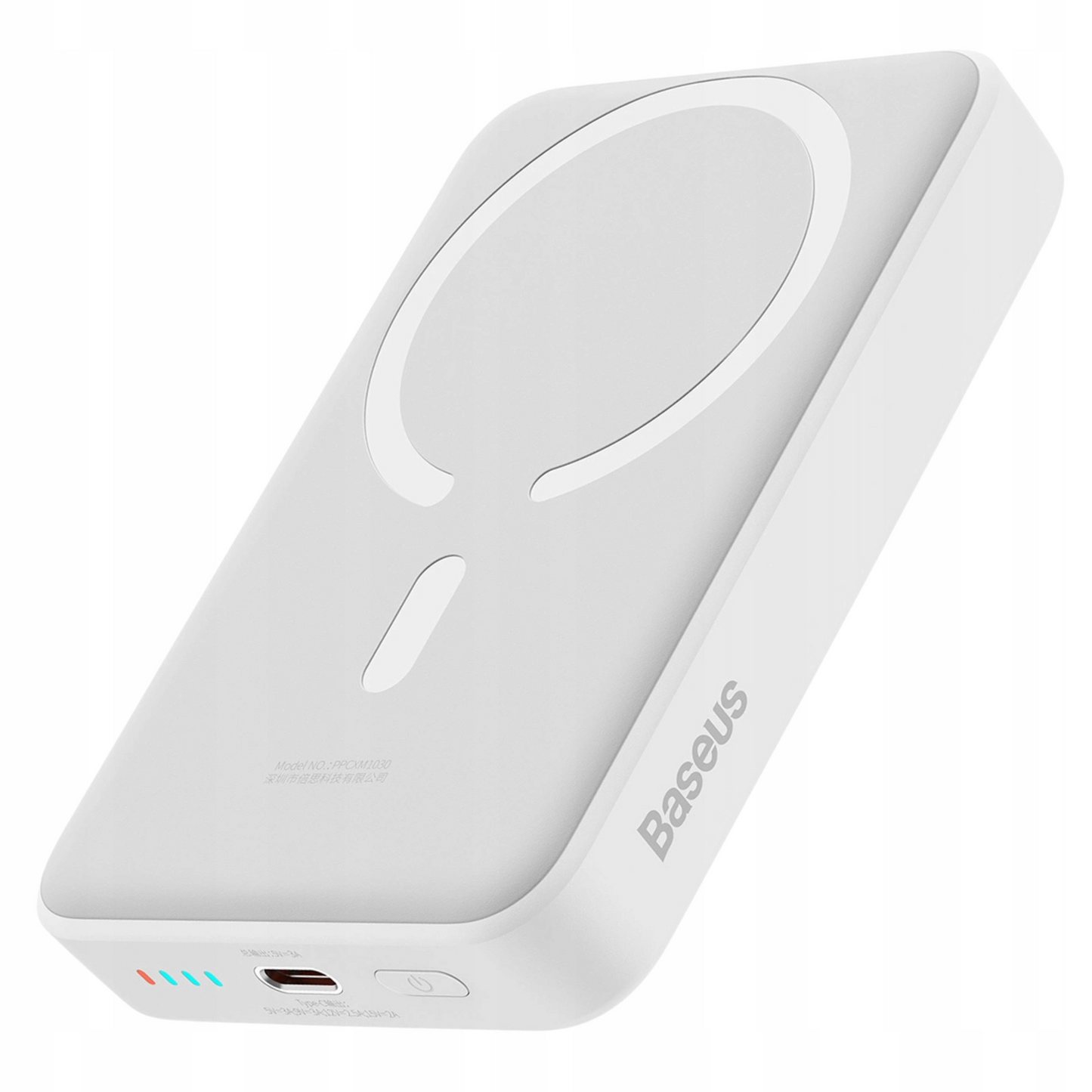 Batería Externa Inalámbrica Baseus Magnetic Mini, 10000mAh, 30W, PD + FQI, 1 x QI - 1 x USB-C, Blanca PPCX110202