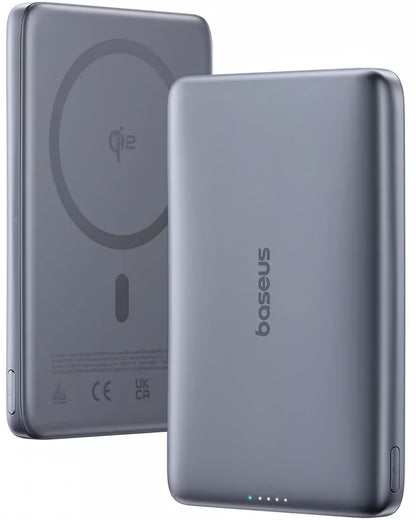 Batería Externa Inalámbrica Baseus PicoGo AM41, 10000mAh, 27W, PD + FQI, 1 x QI - 1 x USB-C, Gris E0027200