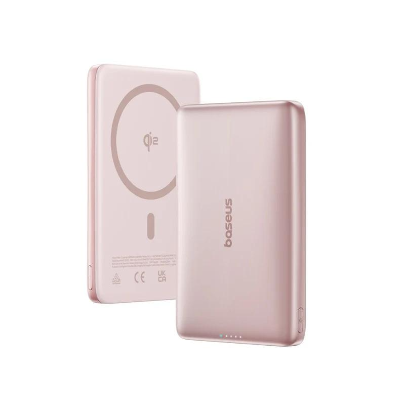 Batería Externa Inalámbrica Baseus PicoGo AM41, 10000mAh, 27W, PD + FQI, 1 x QI - 1 x USB-C, Rosa E0027202