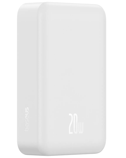Batería Externa Inalámbrica Baseus EnerFill FM41 Mini, 20000mAh, 20W, PD + FQI, 1 x QI - 1 x USB-C, Blanca E0027U01