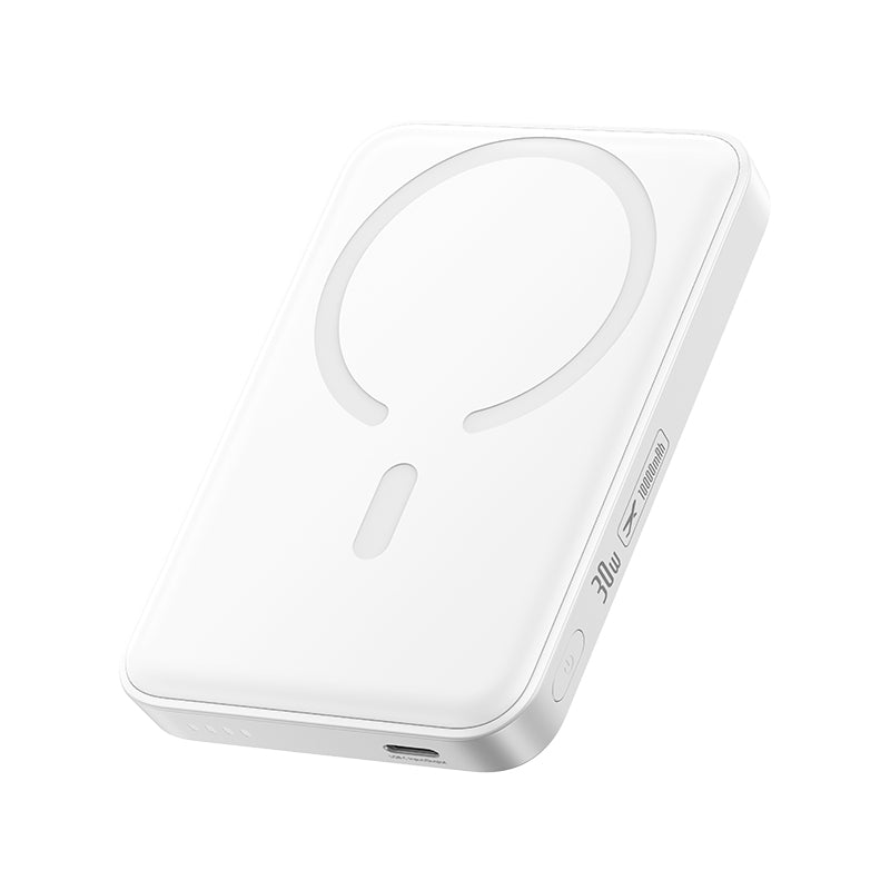 Batería Externa Inalámbrica Baseus EnerFill FM11, 10000mAh, 30W, PD + FQI, 1 x QI - 1 x USB-C, Blanca