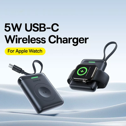 Batería Externa Inalámbrica Baseus EnerFill FW11 para Apple Watch Series, 1640mAh, 5W, 1 x QI, Negra E0205301