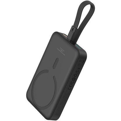 Mini batería externa inalámbrica Baseus Magnetic, 10000mAh, 20W, PD + FQI, 1 x Lightning - 1 x QI - 1 x USB-C, Negro P10022109113113-00