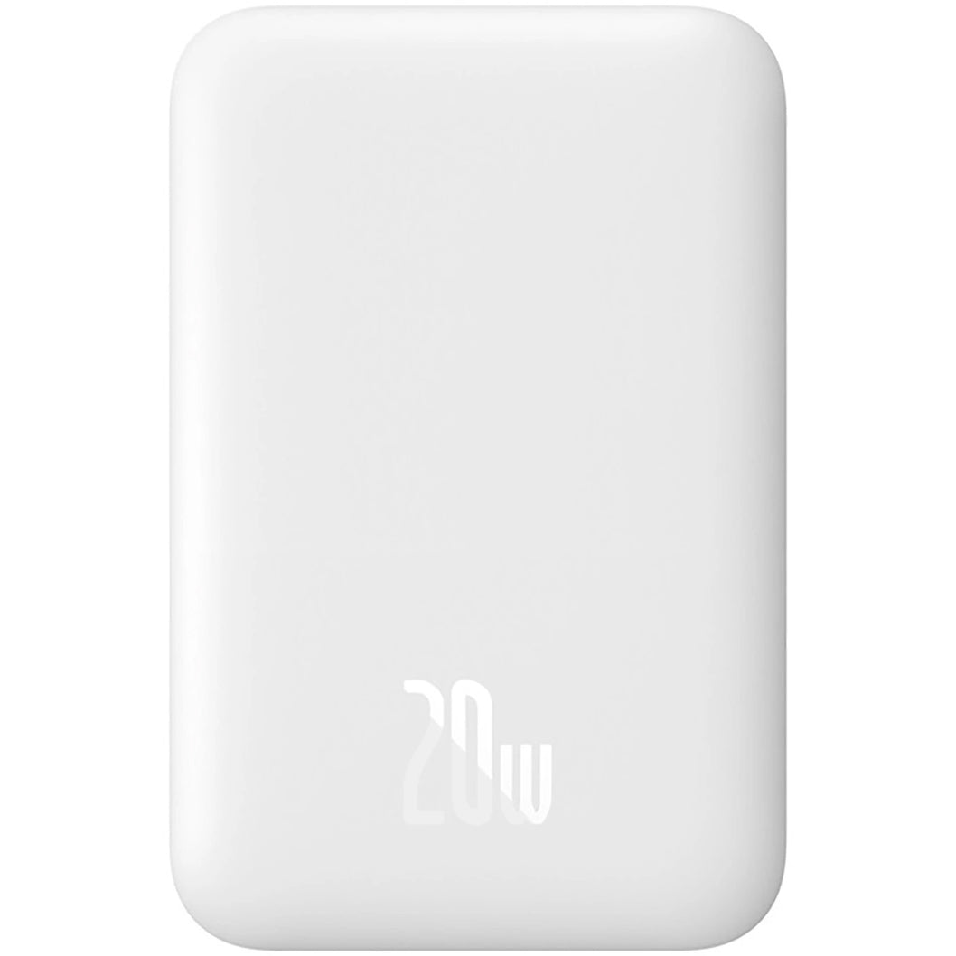 Mini batería externa inalámbrica Baseus Magnetic, 6000mAh, 20W, PD + FQI, 1 x QI - 1 x USB-C, Blanco 