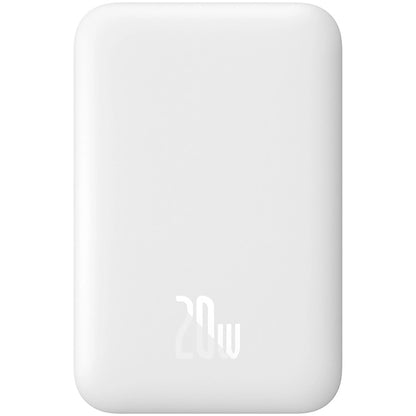 Mini batería externa inalámbrica Baseus Magnetic, 6000mAh, 20W, PD + FQI, 1 x QI - 1 x USB-C, Blanco 