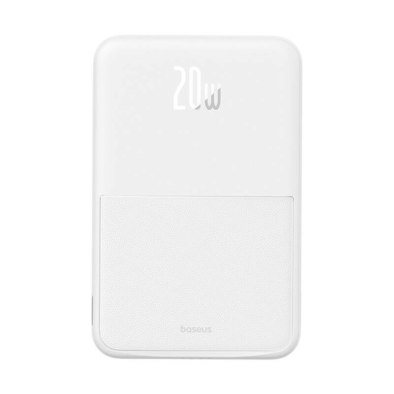 Batería Externa Inalámbrica Baseus MagPro PPCXZ05, 5000mAh, 20W, PD + FQI, 1 x QI - 1 x USB-C, Blanca P10064101223-00