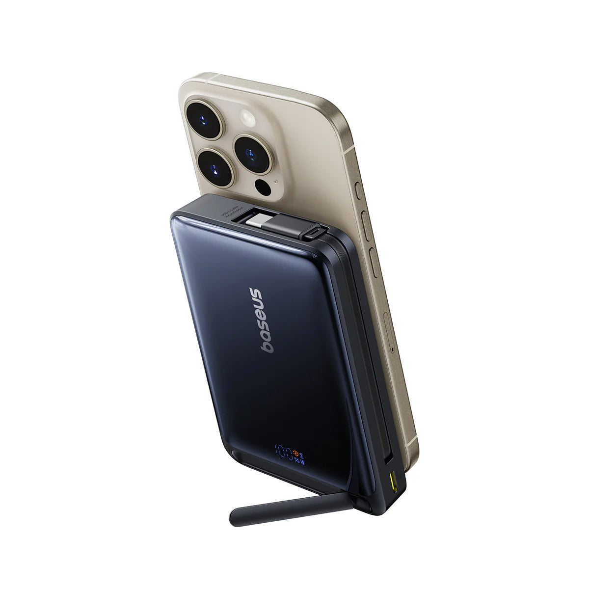Batería Externa Inalámbrica Baseus Nomos, 10000mAh, 45W, PD + FQI, 1 x QI - 2 x USB-C, Negra P10078800123-00