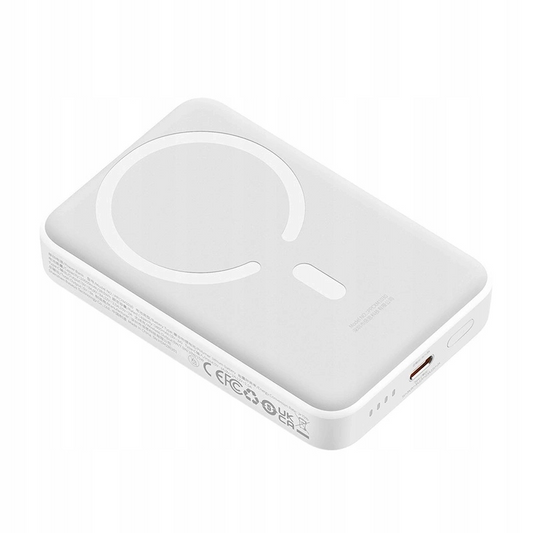 Batería Externa Inalámbrica Baseus Magnetic Mini, 10000mAh, 30W, PD + FQI, 1 x QI - 1 x USB-C, Blanca PPCX110202
