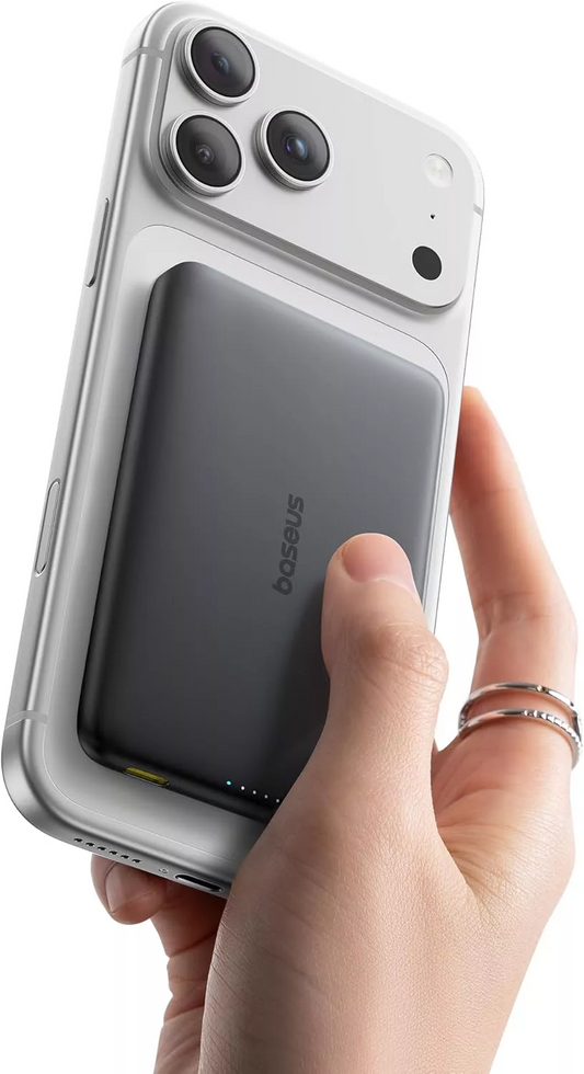 Batería Externa Inalámbrica Baseus PicoGo AM41, 10000mAh, 27W, PD + FQI, 1 x QI - 1 x USB-C, Negra E0027201