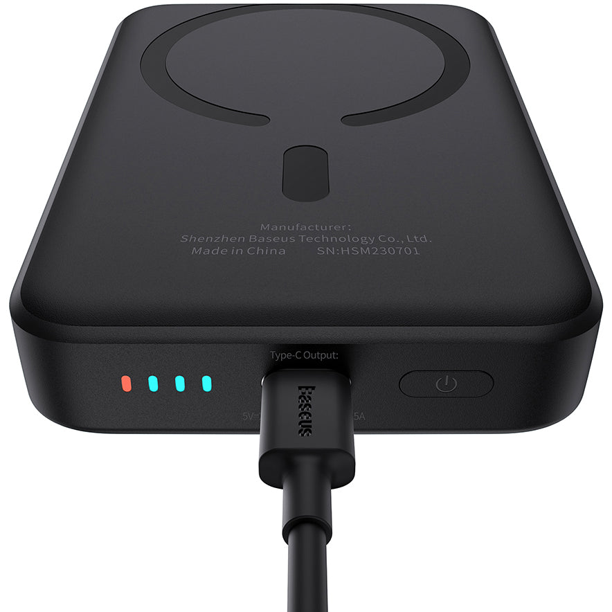 Mini batería externa inalámbrica Baseus Magnetic, 10000mAh, 20W, PD + FQI, 1 x QI - 1 x USB-C, Negro P1005900111113-00 