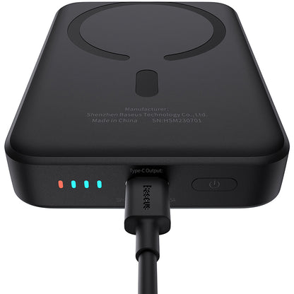 Mini batería externa inalámbrica Baseus Magnetic, 10000mAh, 20W, PD + FQI, 1 x QI - 1 x USB-C, Negro P1005900111113-00 