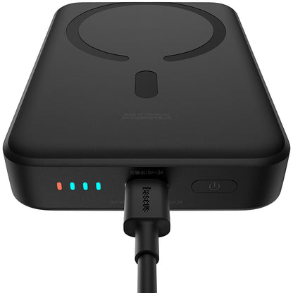 Mini batería externa inalámbrica Baseus Magnetic, 10000mAh, 30W, PD + FQI, 1 x QI - 1 x USB-C, Negro PPCX110201 