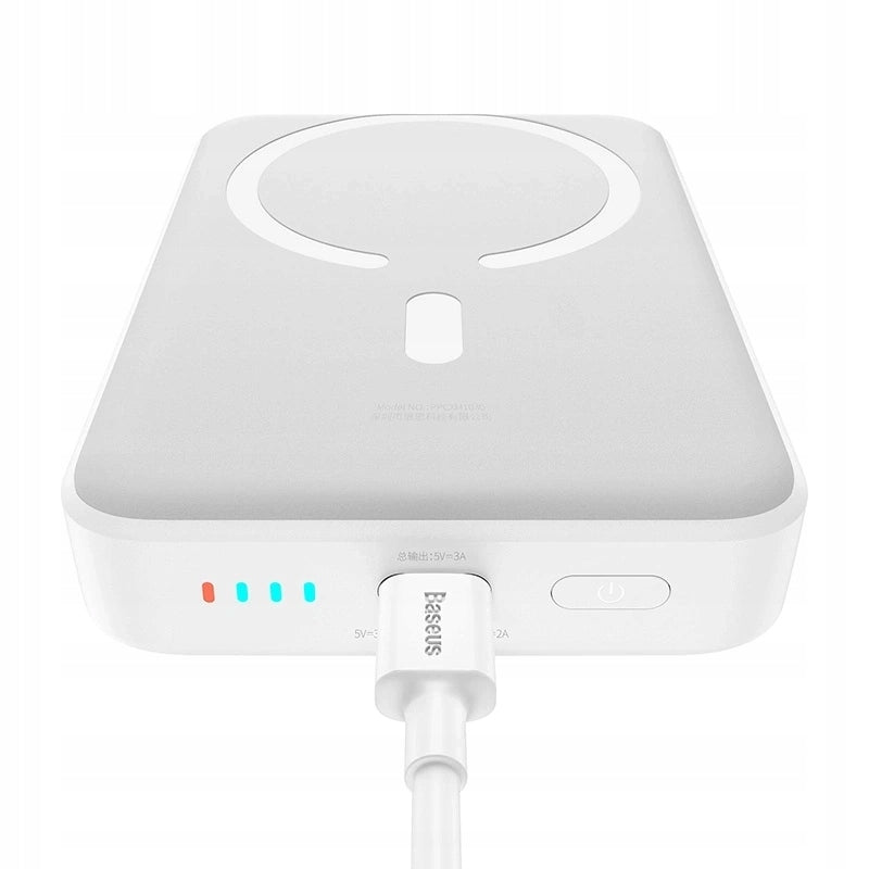 Batería Externa Inalámbrica Baseus Magnetic Mini, 10000mAh, 30W, PD + FQI, 1 x QI - 1 x USB-C, Blanca PPCX110202