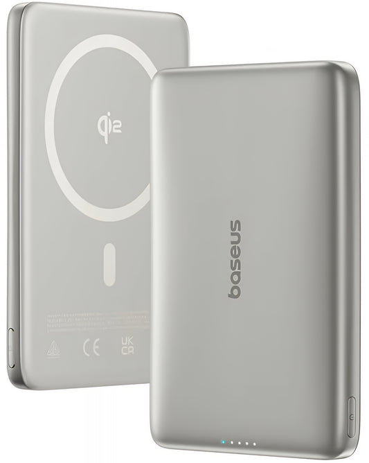 Batería Externa Inalámbrica Baseus PicoGo AM41, 10000mAh, 27W, PD + FQI, 1 x QI - 1 x USB-C, Beige E0027203