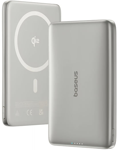 Batería Externa Inalámbrica Baseus PicoGo AM41, 10000mAh, 27W, PD + FQI, 1 x QI - 1 x USB-C, Beige E0027203