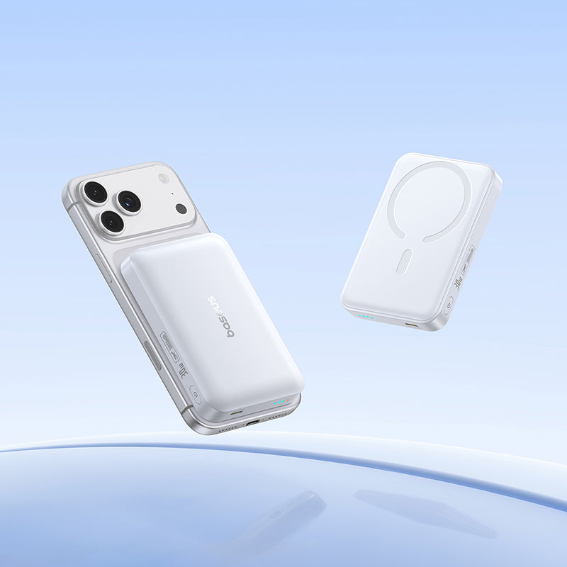 Batería Externa Inalámbrica Baseus EnerFill FM11, 10000mAh, 30W, PD + FQI, 1 x QI - 1 x USB-C, Blanca