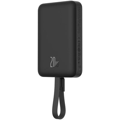 Mini batería externa inalámbrica Baseus Magnetic, 10000mAh, 20W, PD + FQI, 1 x Lightning - 1 x QI - 1 x USB-C, Negro P10022109113113-00