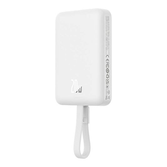 Batería Externa Inalámbrica Baseus Magnetic Mini, 10000mAh, 20W, PD + FQI, 1 x Lightning - 1 x QI - 1 x USB-C, Blanca P10022109223-00