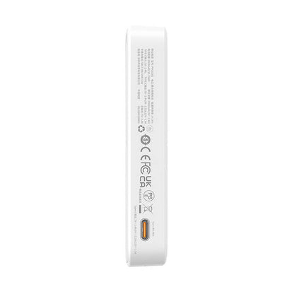 Batería Externa Inalámbrica Baseus MagPro PPCXZ05, 5000mAh, 20W, PD + FQI, 1 x QI - 1 x USB-C, Blanca P10064101223-00