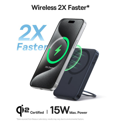 Batería Externa Inalámbrica Baseus PicoGo, 5000mAh, 20W, PD + FQI, 1 x QI - 1 x USB-C, Negra P10076802123-00