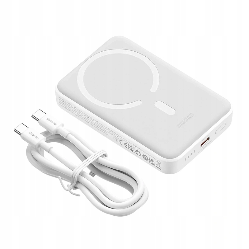 Batería Externa Inalámbrica Baseus Magnetic Mini, 10000mAh, 30W, PD + FQI, 1 x QI - 1 x USB-C, Blanca PPCX110202