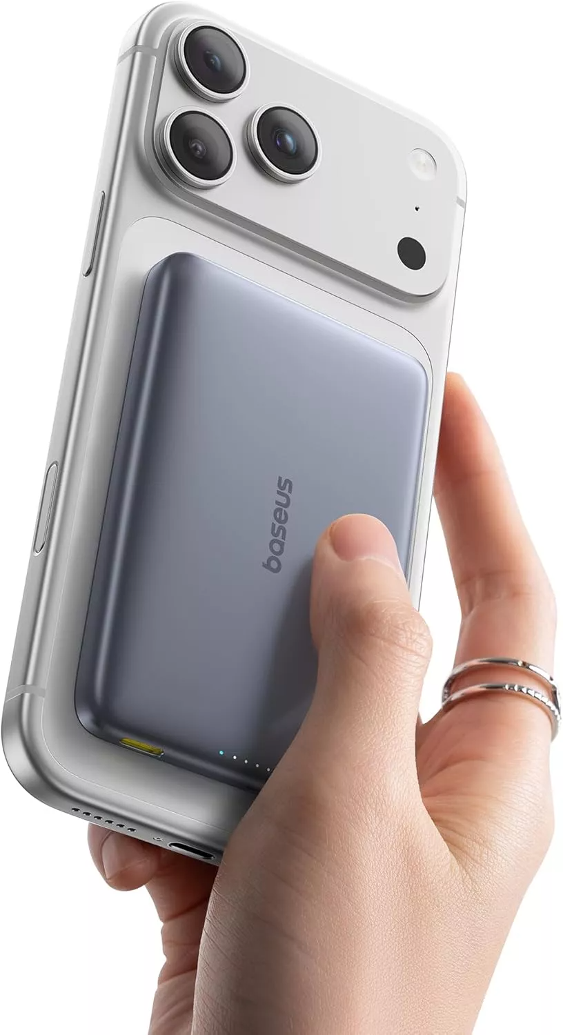 Batería Externa Inalámbrica Baseus PicoGo AM41, 10000mAh, 27W, PD + FQI, 1 x QI - 1 x USB-C, Gris E0027200
