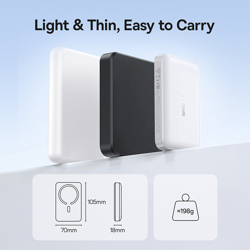 Batería Externa Inalámbrica Baseus EnerFill FM11, 10000mAh, 30W, PD + FQI, 1 x QI - 1 x USB-C, Blanca