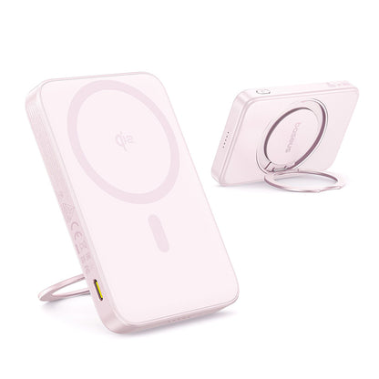 Batería Externa Inalámbrica Baseus PicoGo, 5000mAh, 20W, PD + FQI, 1 x QI - 1 x USB-C, Rosa P10076800413-00