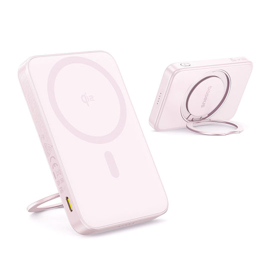 Batería Externa Inalámbrica Baseus PicoGo, 5000mAh, 20W, PD + FQI, 1 x QI - 1 x USB-C, Rosa P10076800413-00