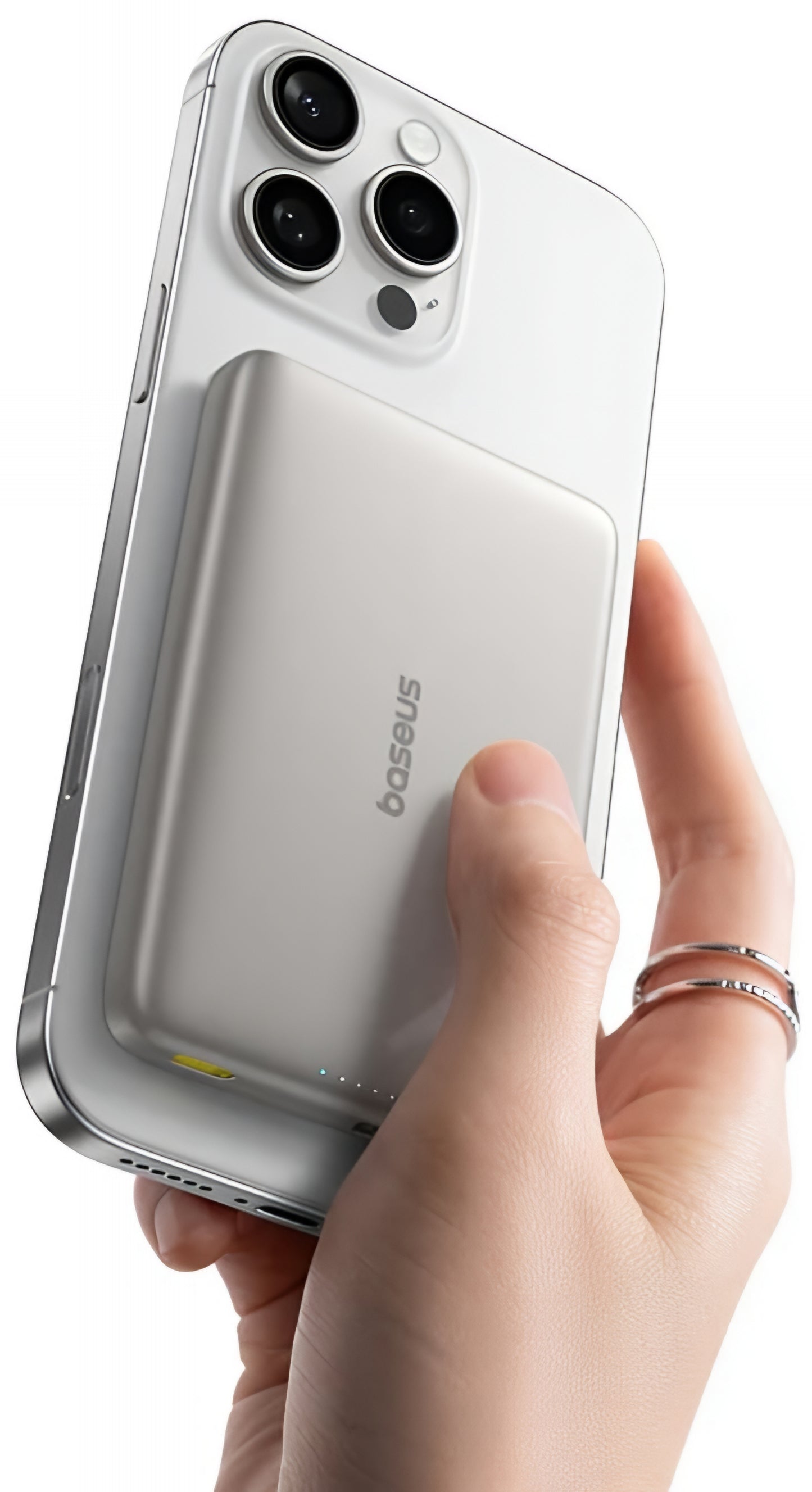 Batería Externa Inalámbrica Baseus PicoGo AM41, 10000mAh, 27W, PD + FQI, 1 x QI - 1 x USB-C, Beige E0027203