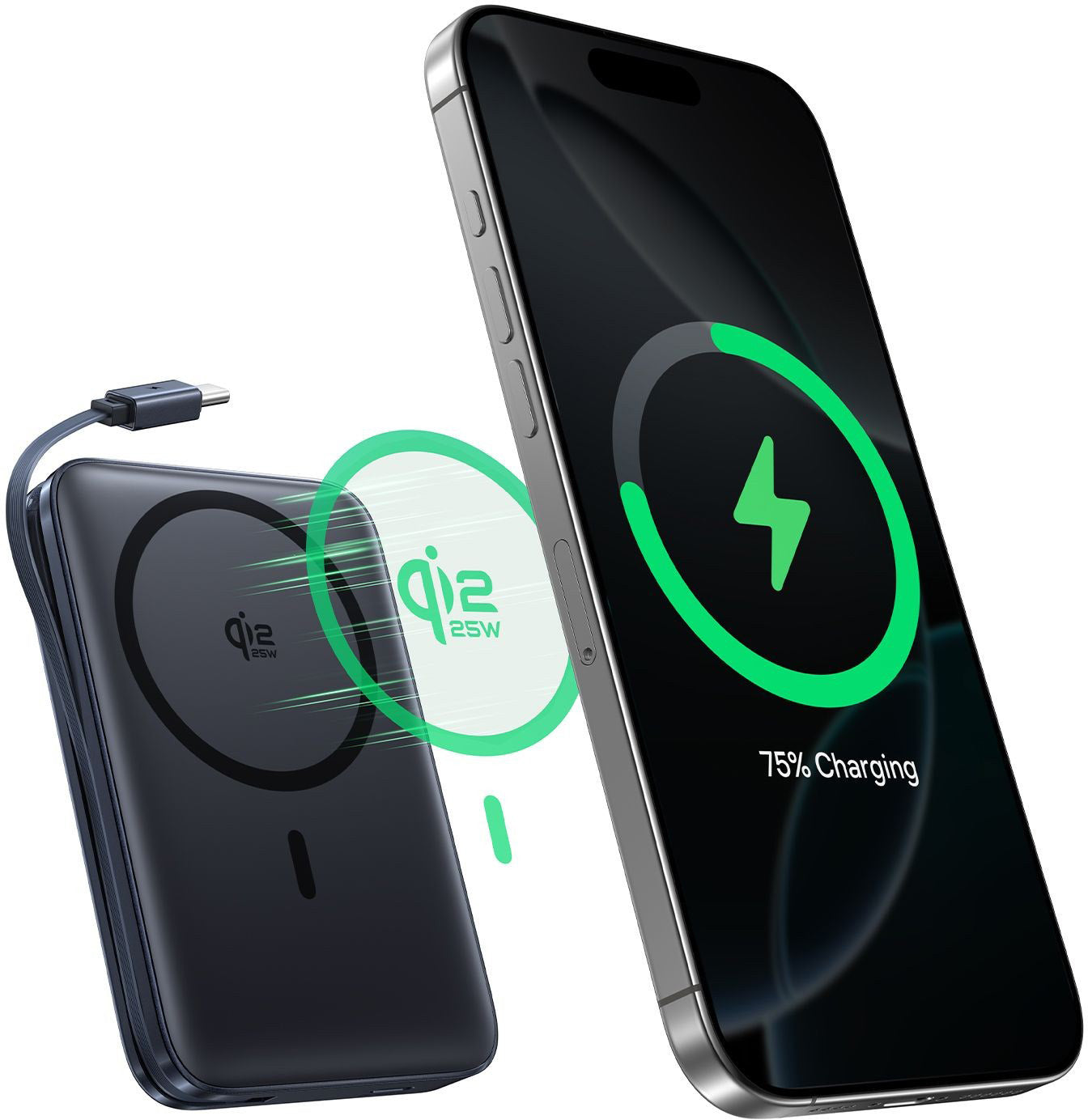 Batería Externa Inalámbrica Baseus PicoGo AM61, 10000mAh, 45W, PD + FQI, 1 x QI - 2 x USB-C, Negra E0028V00