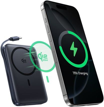 Batería Externa Inalámbrica Baseus PicoGo AM61, 10000mAh, 45W, PD + FQI, 1 x QI - 2 x USB-C, Negra E0028V00