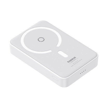 Batería Externa Inalámbrica Baseus MagPro PPCXZ05, 5000mAh, 20W, PD + FQI, 1 x QI - 1 x USB-C, Blanca P10064101223-00