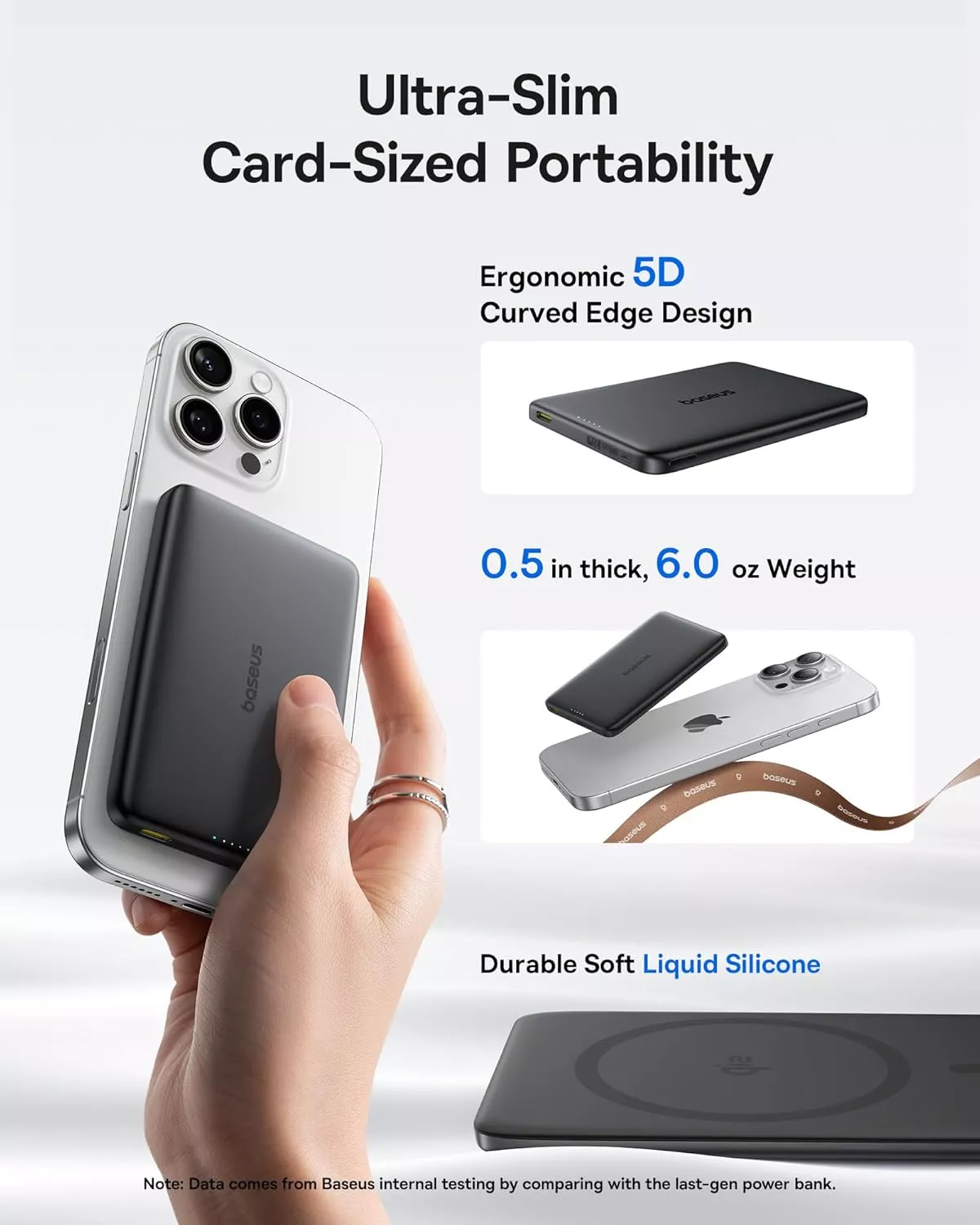 Batería Externa Inalámbrica Baseus PicoGo AM41, 10000mAh, 27W, PD + FQI, 1 x QI - 1 x USB-C, Negra E0027201
