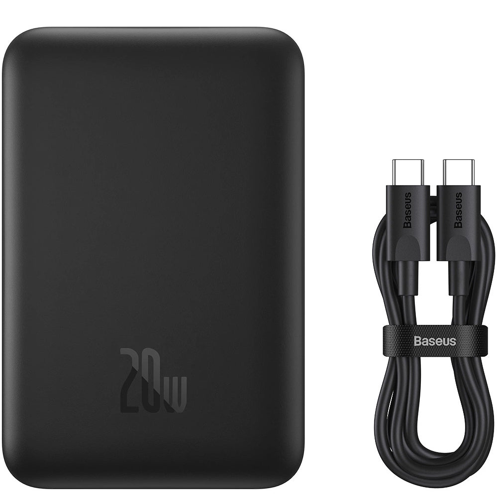 Batería Externa Inalámbrica Baseus Magnetic Mini, 10000mAh, 20W, PD + FQI, 1 x QI - 1 x USB-C, Negra PPCX070001
