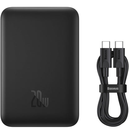 Batería Externa Inalámbrica Baseus Magnetic Mini, 10000mAh, 20W, PD + FQI, 1 x QI - 1 x USB-C, Negra PPCX070001