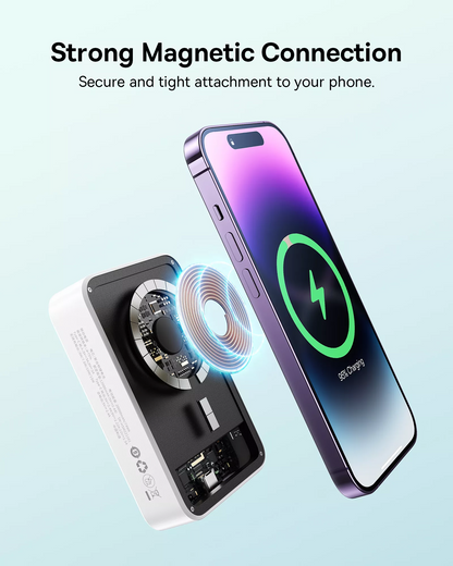 Batería Externa Inalámbrica Baseus EnerFill FM41 Mini, 20000mAh, 20W, PD + FQI, 1 x QI - 1 x USB-C, Blanca E0027U01
