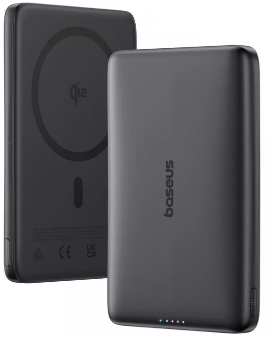 Batería Externa Inalámbrica Baseus PicoGo AM41, 10000mAh, 27W, PD + FQI, 1 x QI - 1 x USB-C, Negra E0027201