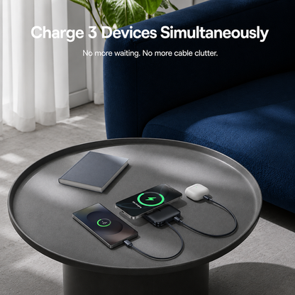 Batería Externa Inalámbrica Baseus PicoGo AM61, 10000mAh, 45W, PD + FQI, 1 x QI - 2 x USB-C, Negra E0028V00