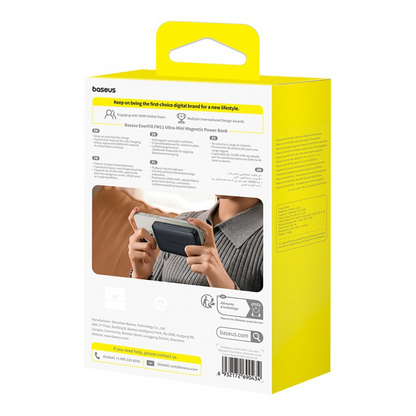 Batería Externa Inalámbrica Baseus EnerFill FM11 Ultra-Mini, 10000mAh, 22.5W, PD + FQI, 1 x QI - 1 x USB-C, Negra P1008210E123-00